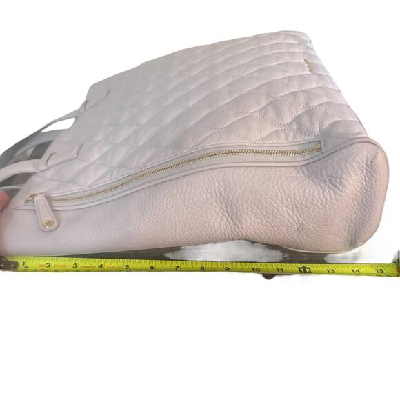 Vera Bradley Leah Quilted Leather Tote Bag Cloud Gray Light Blue Shoulder Bag - Picture 10 of 12